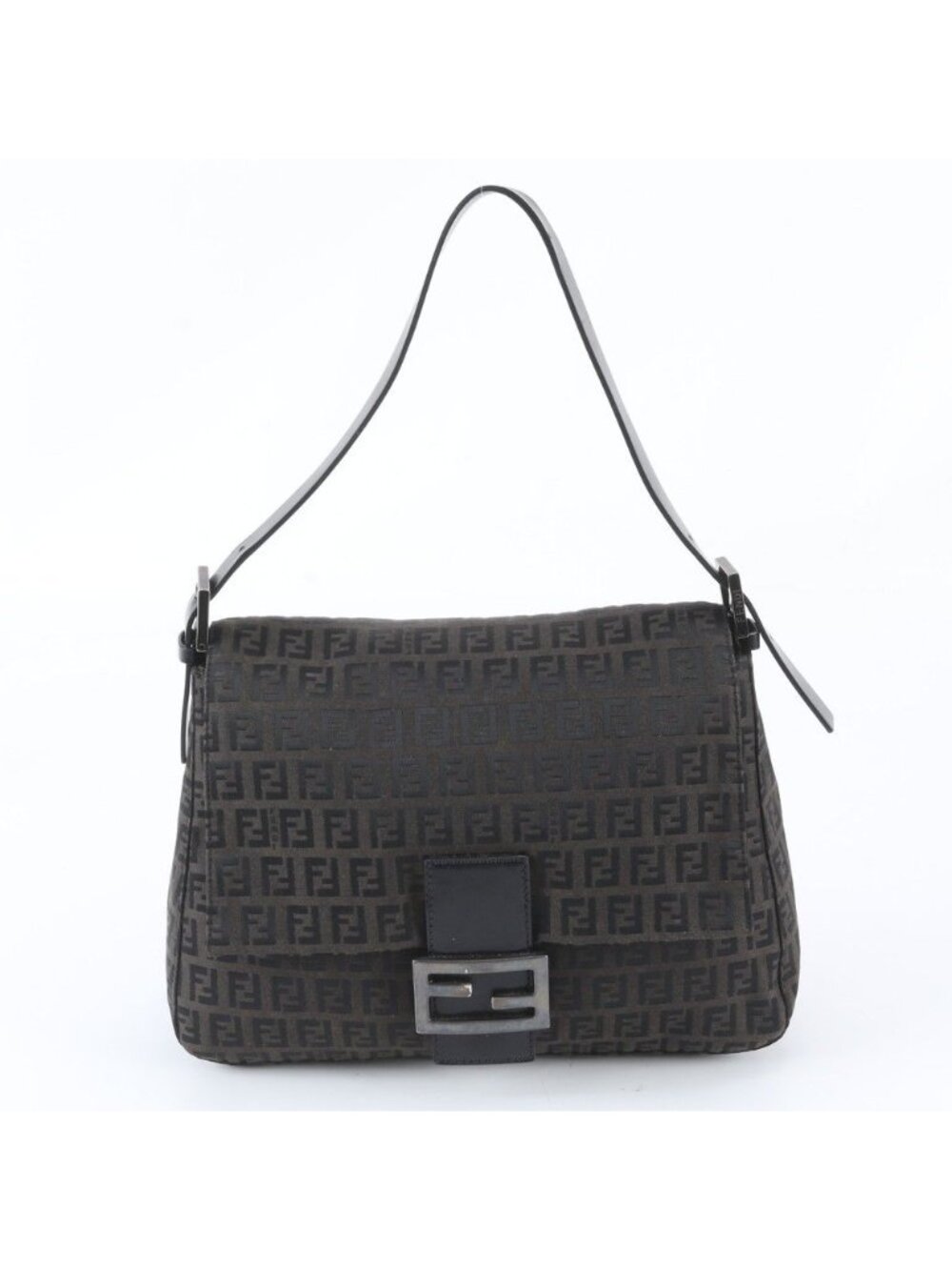 Fendi Zucchino Mamma Bucket Baguette FF Leather Shoulder Bag